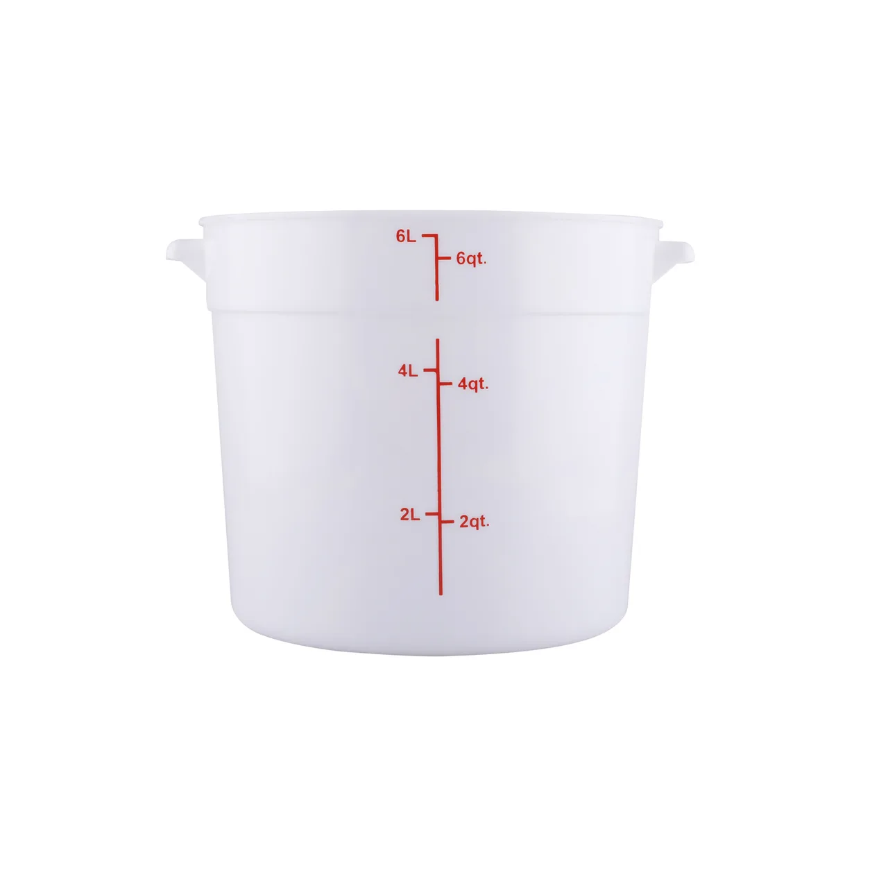 CAC China FS3P-6W Food Storage Container, 6 qt, Round, Stackable, Polypropylene, White, BPA Free, NSF