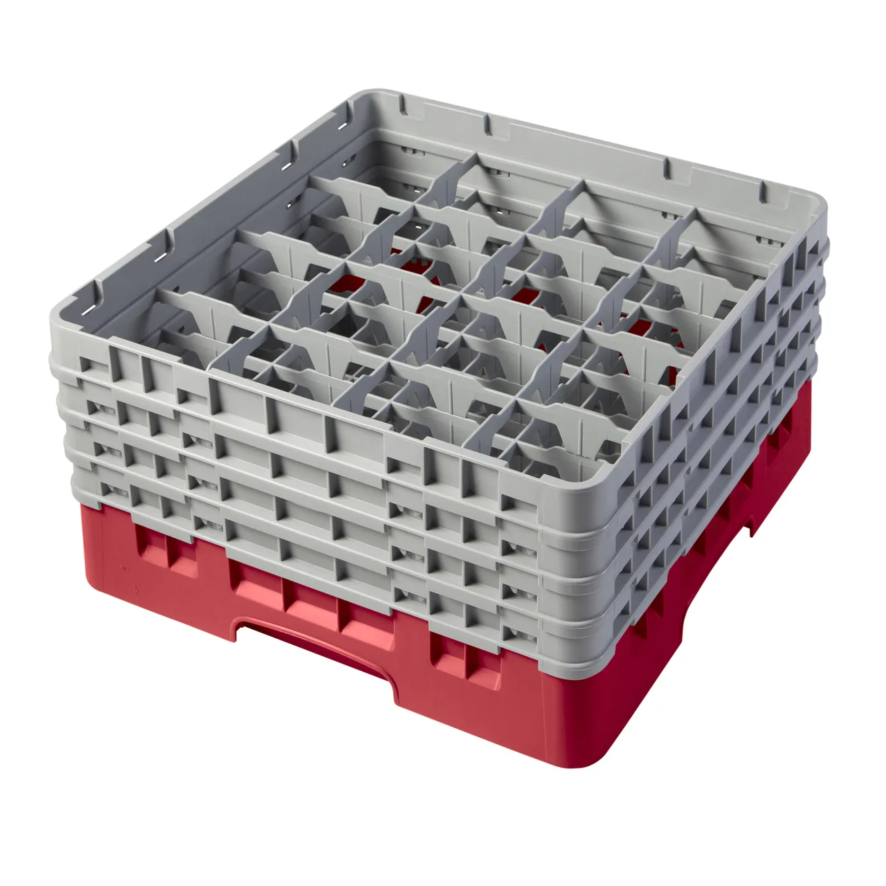 Cambro 16S800163 Camrack Glass Rack, Red, Full Size, 19-3/4 x 19-3/4, 16 Compartments, 4-3/8 Max Dia, 8-1/2 Max Height