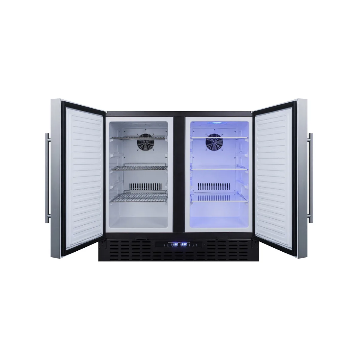Summit FFRF36 36" Built-in or Freestanding Refrigerator Freezer in Black, Stainless Steel Doors, 5.8 cu. ft.