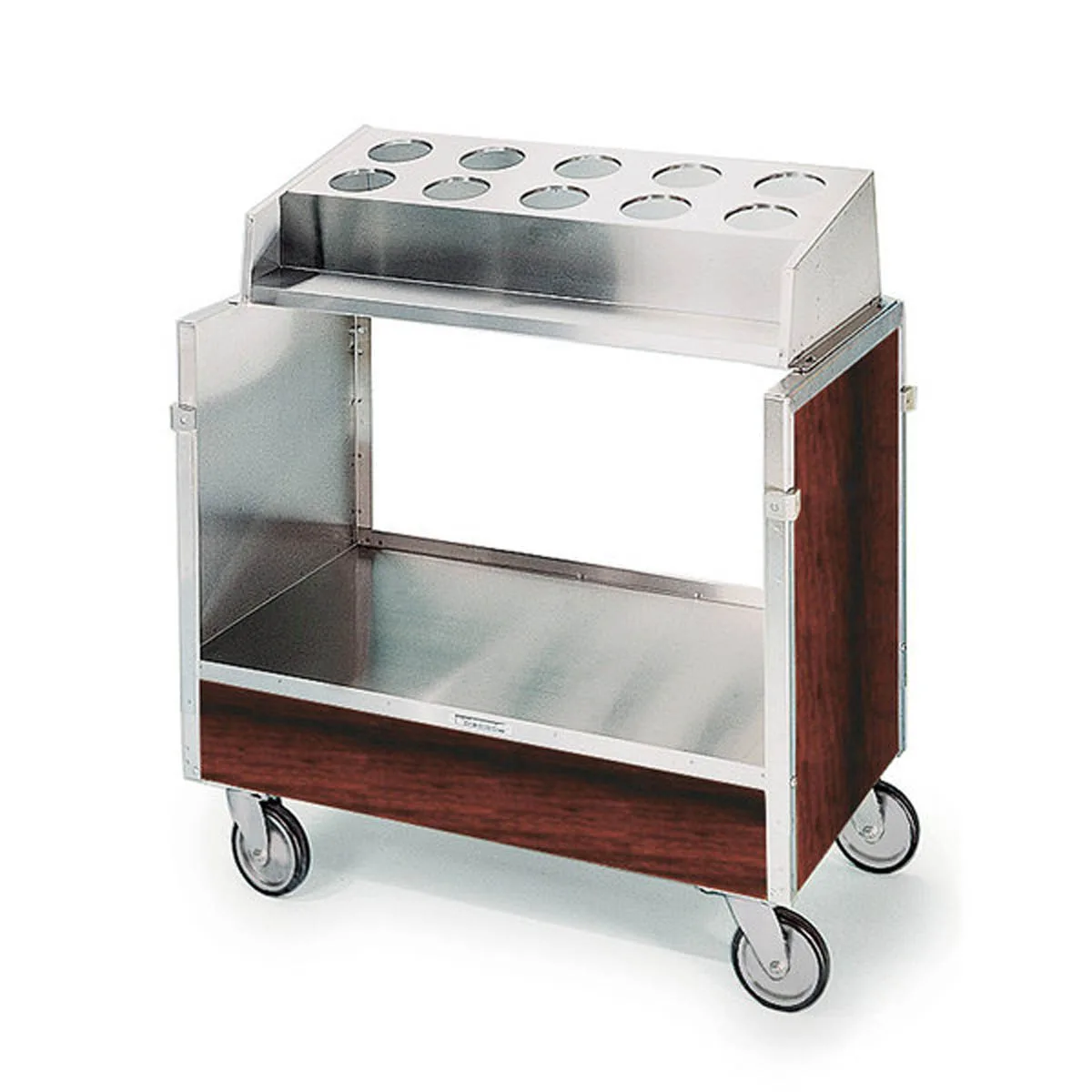 Lakeside 603 Tray & Flatware Cart w/ 10 Hole Flatware Bin and 120 Tray Capacity