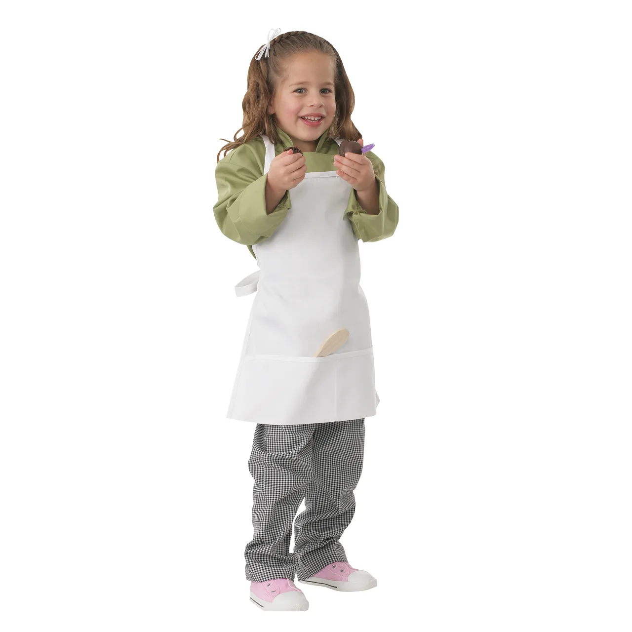 Chef Works A3002-WHT-0 Bib Apron, 18.5"L x 17"W, 2 Pockets, Neck, Poly/Cotton, White