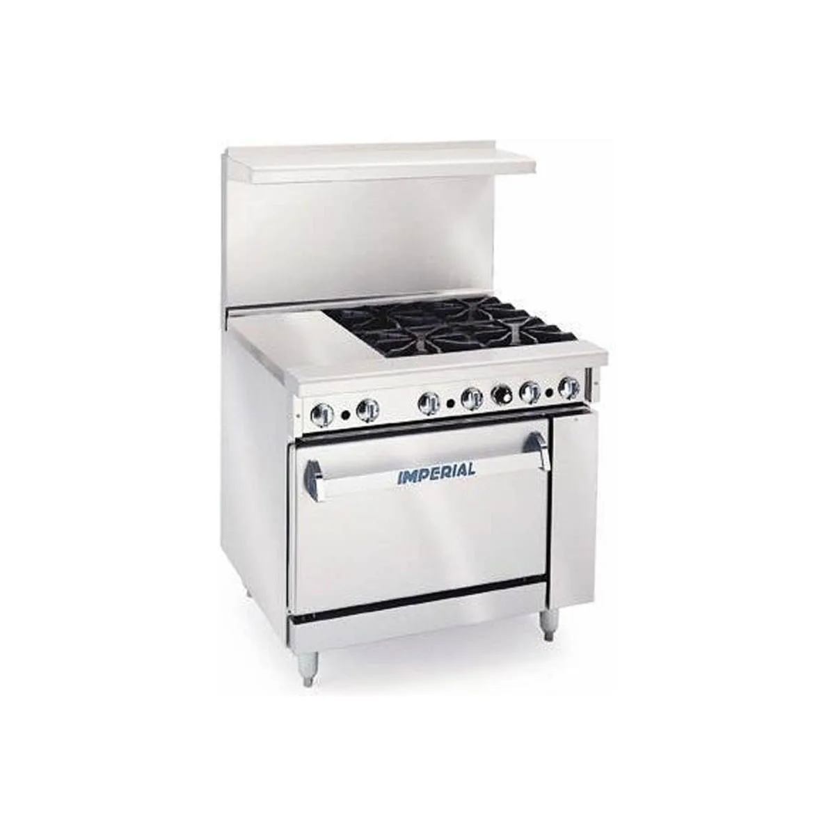 Imperial IR-4-G12-C 36" Gas Restaurant Range w/ (4) Open Burners, 12" Griddle, (1) Convection Oven, 178.000 BTU