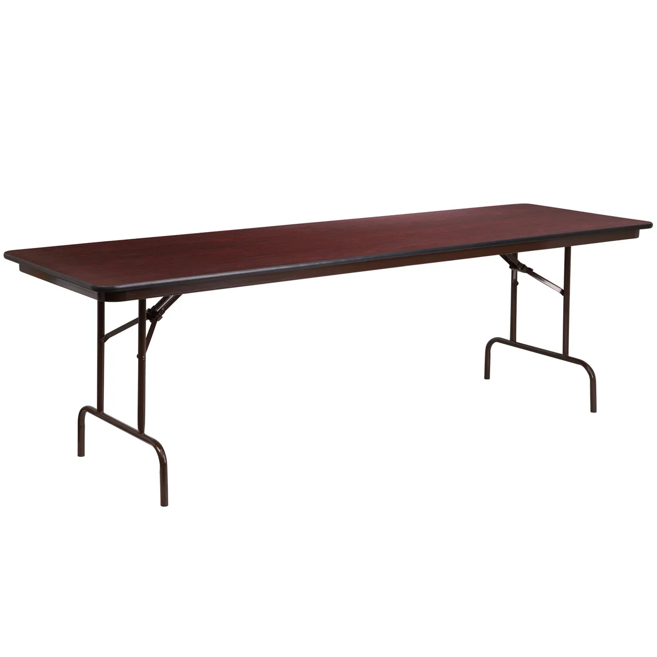 Flash Furniture YT-3096-HIGH-WAL-GG Folding Table, 96"W x 30"D x 30"H, Mahogany Laminate Top, Steel Pedestal Legs, Commercial Use