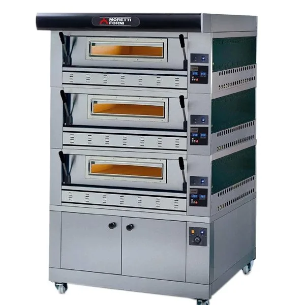 Moretti Forni P110G A3 44" Gas Pizza Deck Oven, 3-Deck Brick, Refractory Brick, 220.000 BTU