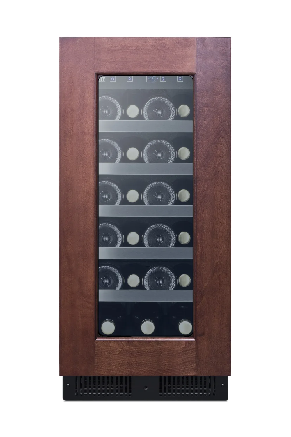 Summit ALWC15PNR - 2.2 Cu Ft Undercounter Wine Cooler, 15" Black, Glass Door, LED, Digital, Reversible