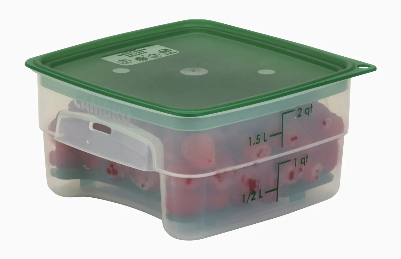 Cambro 2SFSPROPP190 CamSquare FreshPro 2‑qt Container, 7.5" x 7.5" x 3.9", Green PP, NSF, No Lid