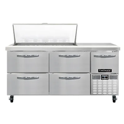 Continental Refrigerator RA68N18M-D 68" Mega Top Sandwich Prep Table w/ 4 Drawers & 1 Door, 18 pans