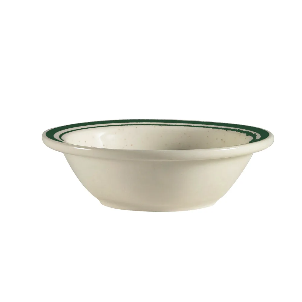 CAC China CES-11 Emerald Fruit Dish, 5 oz., 4-3/4" Dia. x 1" H, Round, Ceramic, Emerald Rim, 1 Dozen