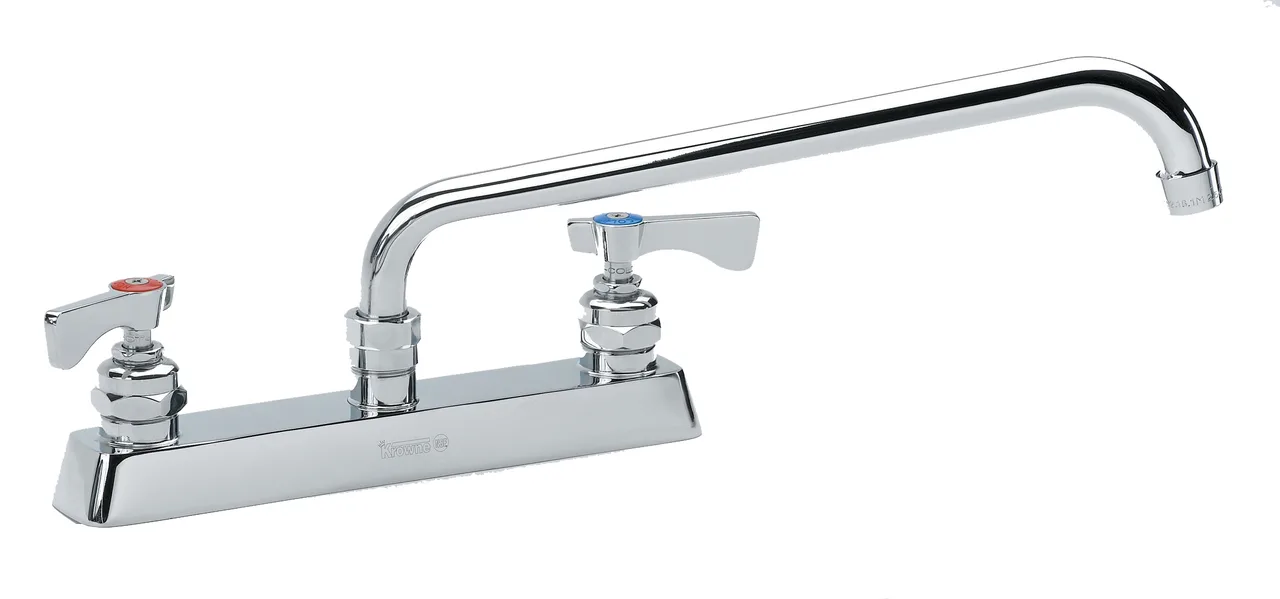 Krowne 15-514L Royal Series Low Lead Deck Mount Faucet w/ 8" Centers, 14" Swing Spout