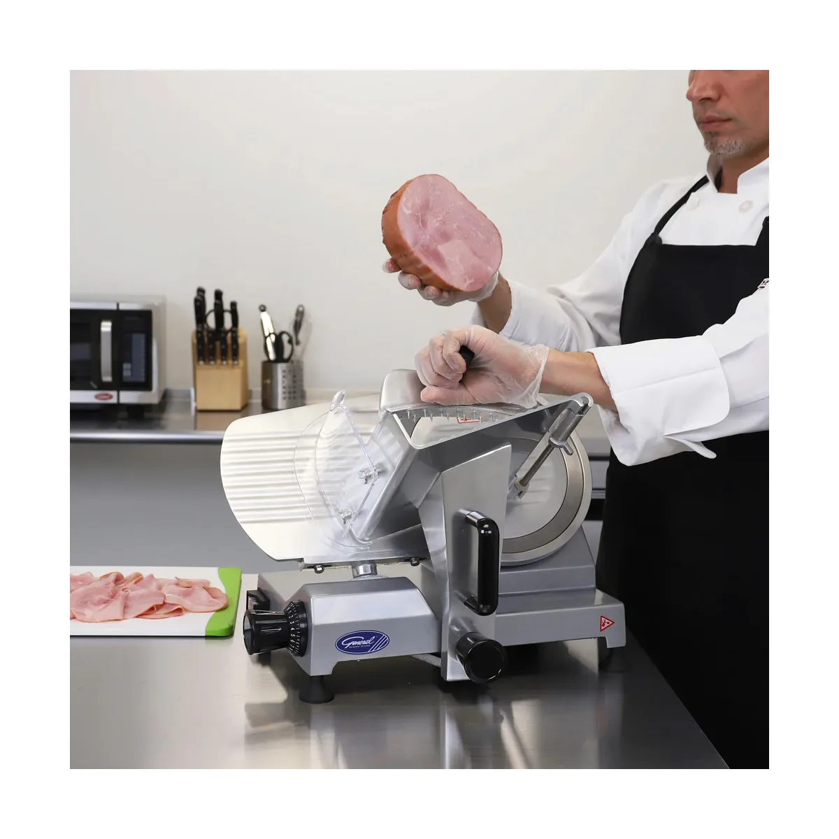 General GSE010 Meat Slicer – 10" Blade, 1/2" Thickness, 1/5 HP, 150W, Belt Drive, Cast Aluminum, Anodized Finish
