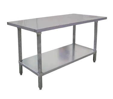Omcan USA 19145 60" Open Base Work Table with Undershelf, Flat Top / 20 Gauge Top