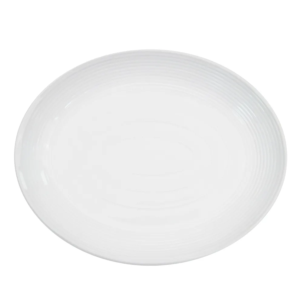 CAC China TGO-12C Tango Platter – 10-1/2" L x 8-3/8" W x 1-1/4" H, Oval, White Porcelain – 1 Dozen