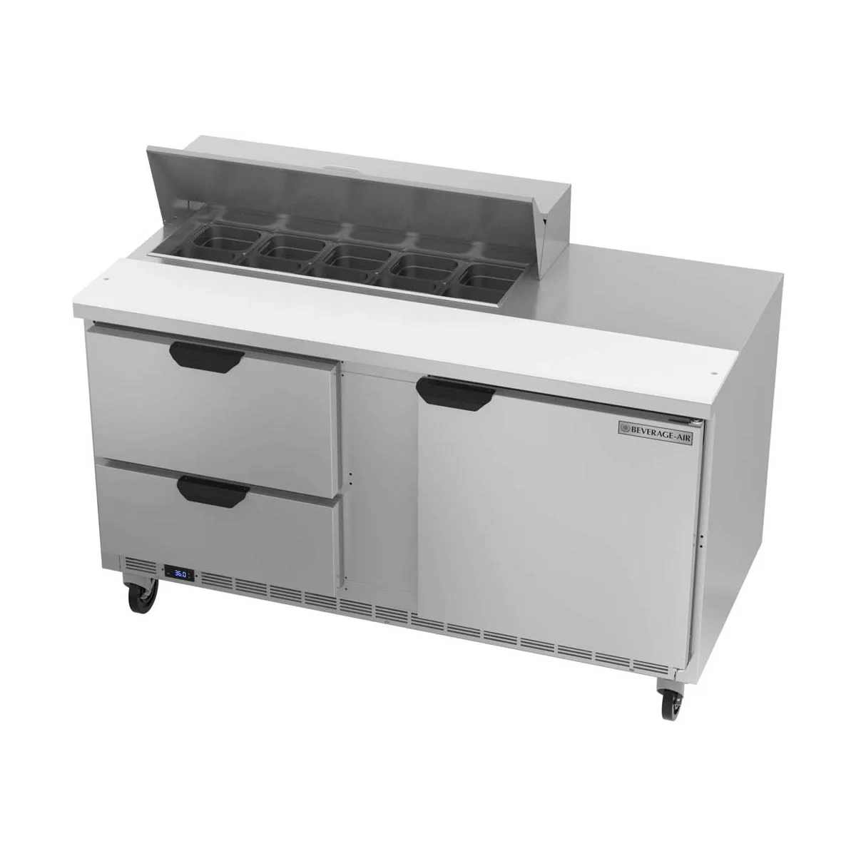 Beverage Air SPED60HC-10-2 60" Two Section Sandwich/Salad Prep Table w/ 2 Drawers & 1 Door, 10 Pans