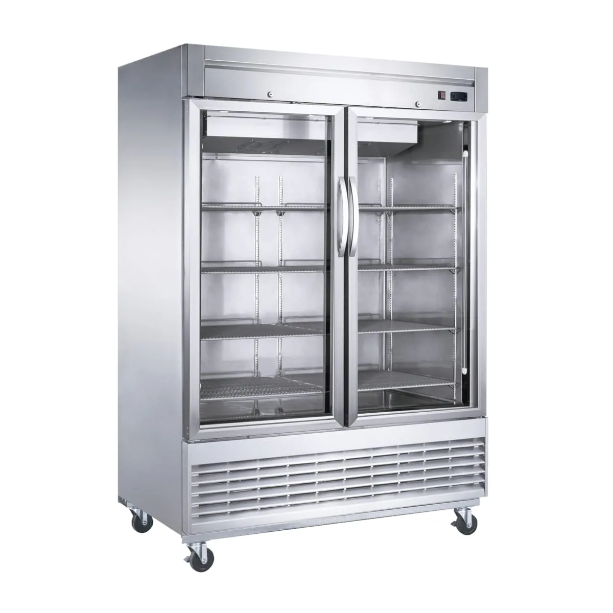 Dukers D55F-GS2 55 1/8" Two Section Reach In Freezer, (2) Left/Right Hinge Glass Doors, 115v
