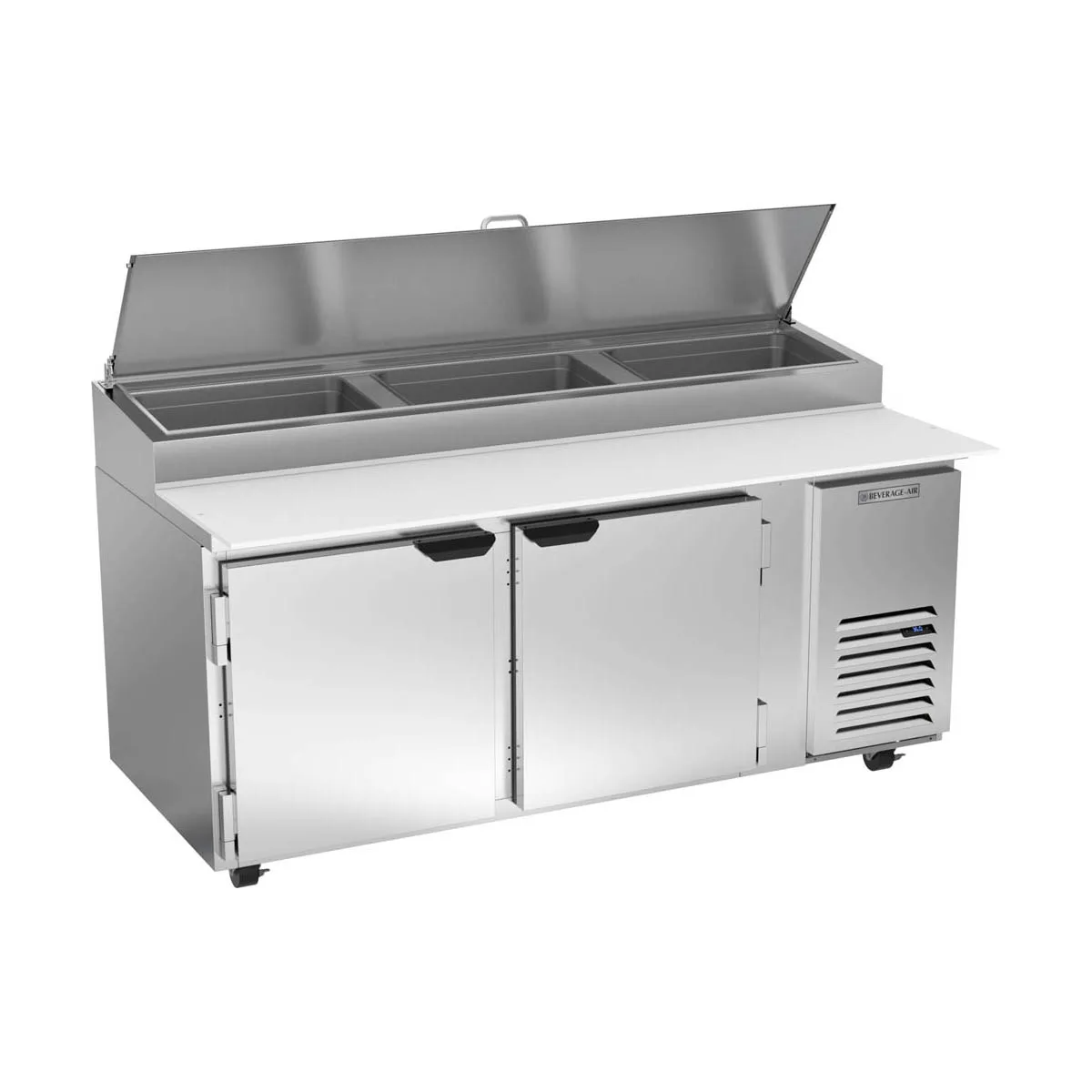 Beverage-Air DP72HC 72" 2-Section Refrigerated Pizza Prep Table w/ 2 Doors, 22.8 cu. ft.