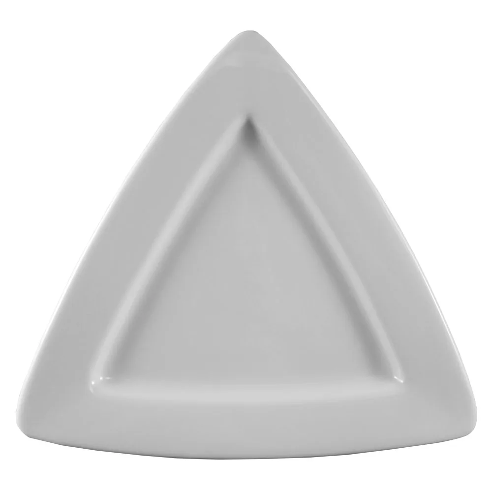 CAC China TRG-12 Plate, 11-1/2" x 11-1/2" x 1" Triangular Deep Rim Porcelain Super White - Dozen