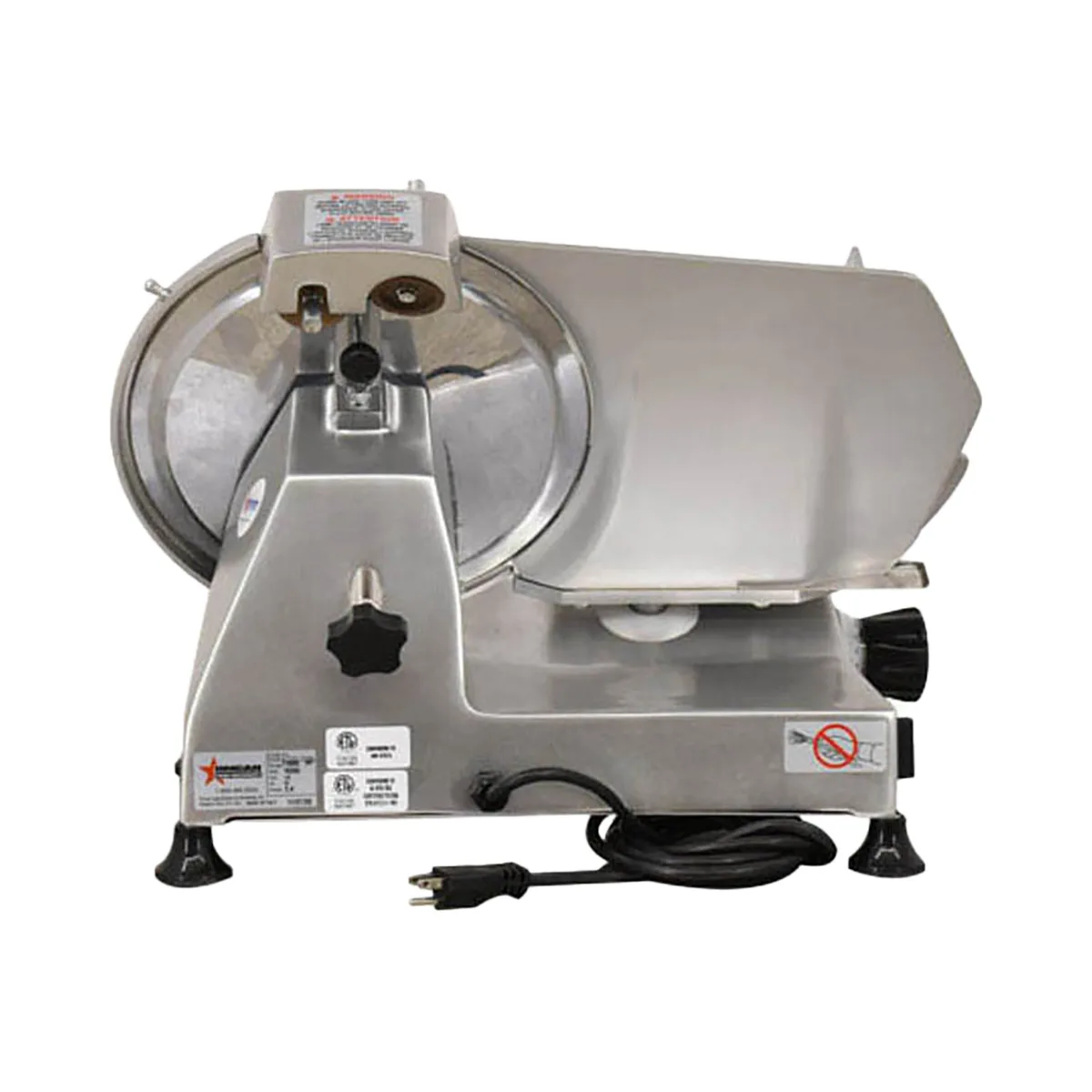 Omcan USA 13628 Meat Slicer – 12” Carbon Steel Blade, Belt‑Driven, Gravity Feed, 1/3 HP, 120V, Aluminum Body