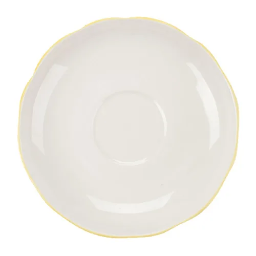 CAC China SC-36G Seville Saucer, 4½" Dia x ¾" H, Ceramic, Gold Band, Oven Safe - 1 Dozen