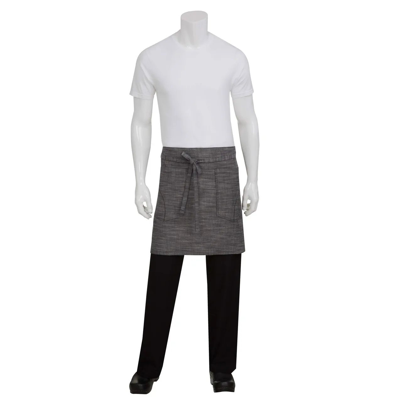 Chef Works AHWXX012-BSL-0 Waist Apron, 19"L X 31"W, 100% Cotton Denim, Gray, 2 Pockets