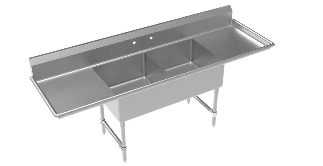 Krowne CS-2424-2-LR-LF Royal Series 2-Compartment Commercial Sink with Left & Right Drainboards