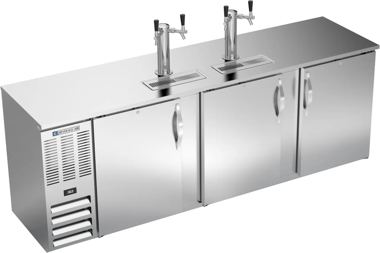 Beverage Air DDN94HC-S Beer Cooler 94"W x 26"D x 49"H 5‑8 Keg 2‑Column Faucet R290 1/3 HP UL