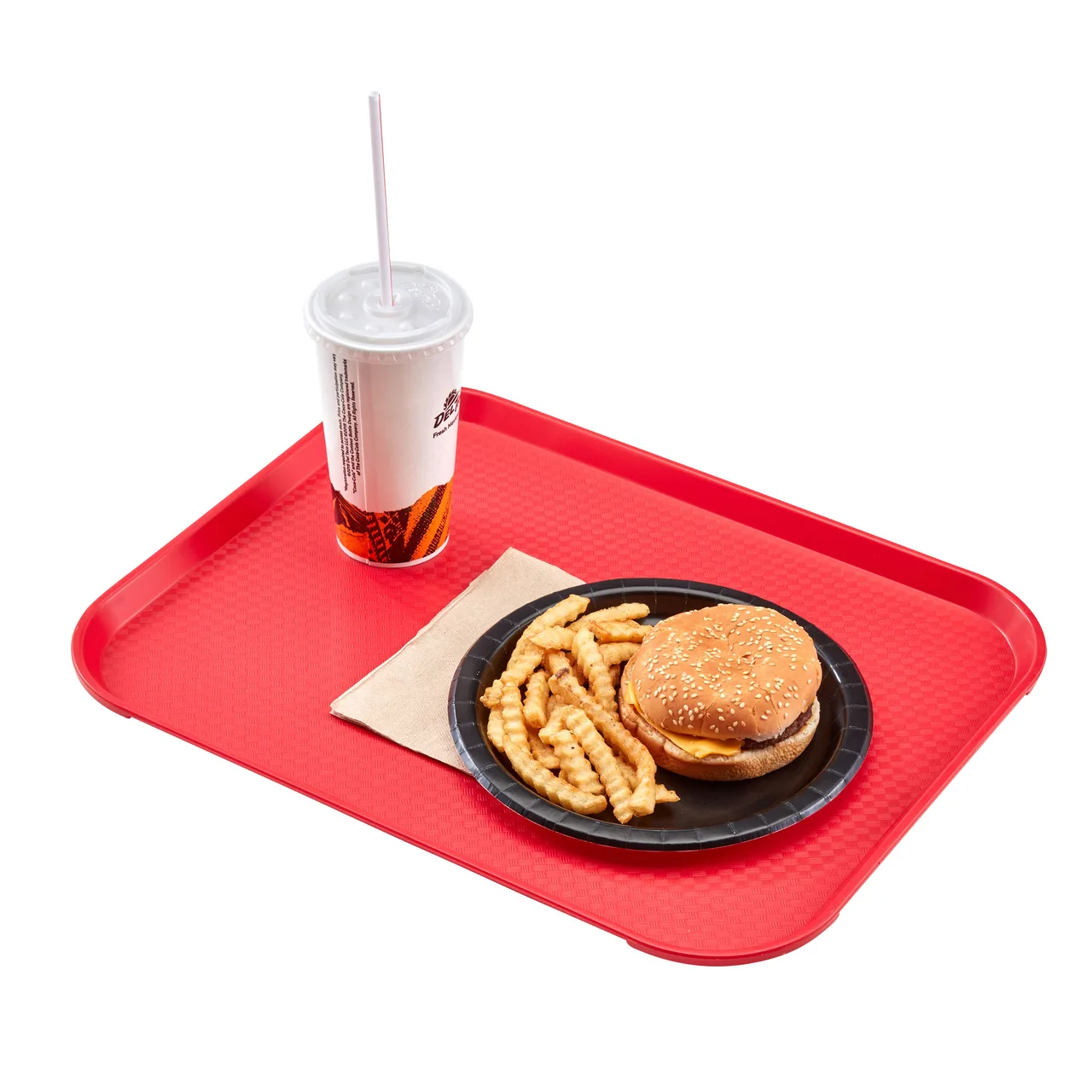 Cambro 1014FF163 Fast Food Tray - 11" x 14" Red Polypropylene, NSF, Dishwasher Safe, Made in USA