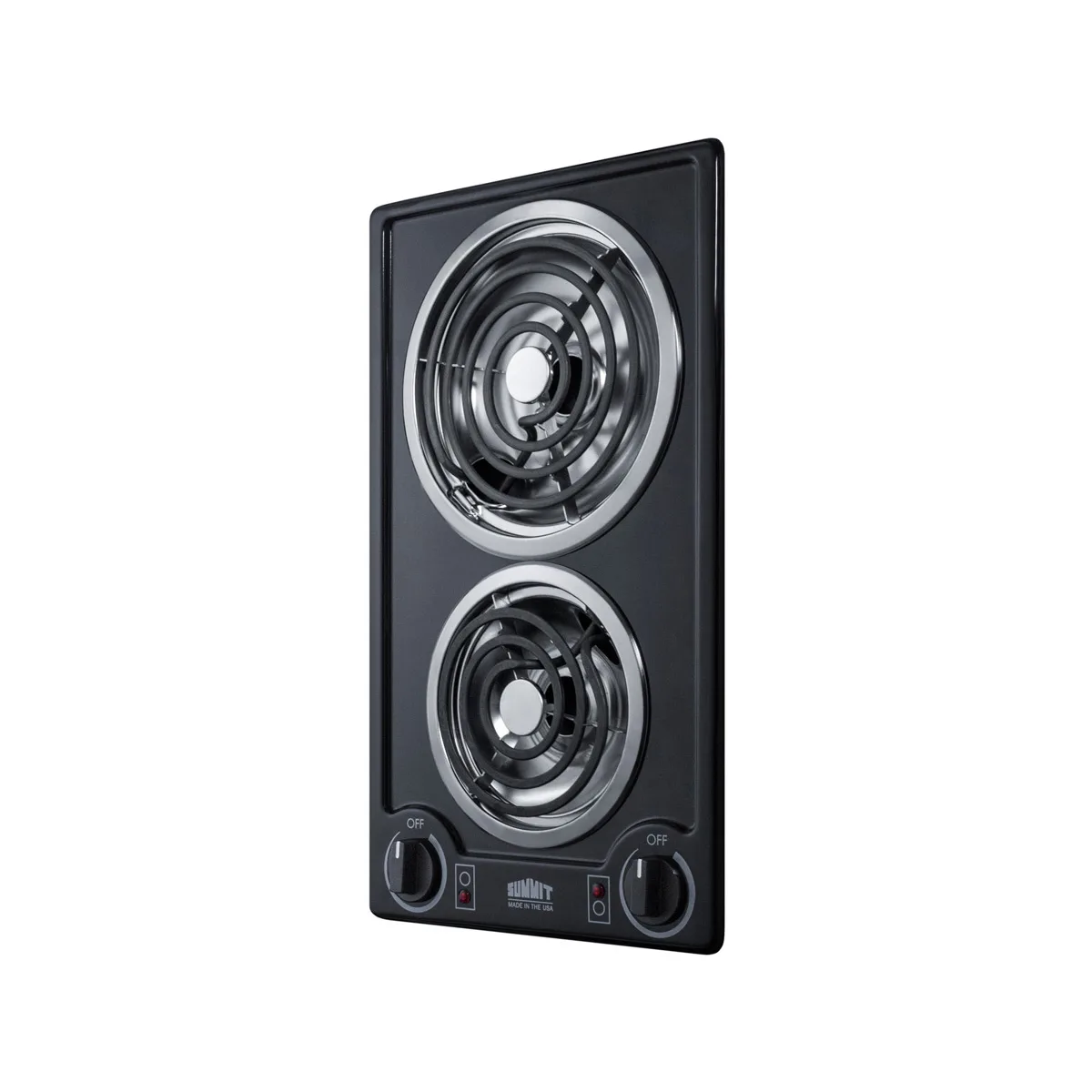 Summit CCE212BL 12" Electric Radiant Cooktop w/ (2) Spiral Burners, Manual Controls, Black Porcelain, 1.5 kW, 115v