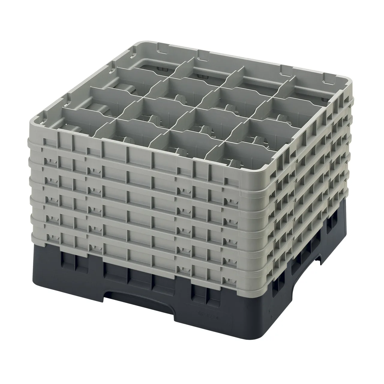 Cambro 16S1214110 Camrack Glass Rack, Black, Full Size, 19-3/4 x 19-3/4, 16 Compartments, 4-3/8 Max Dia, HACCP