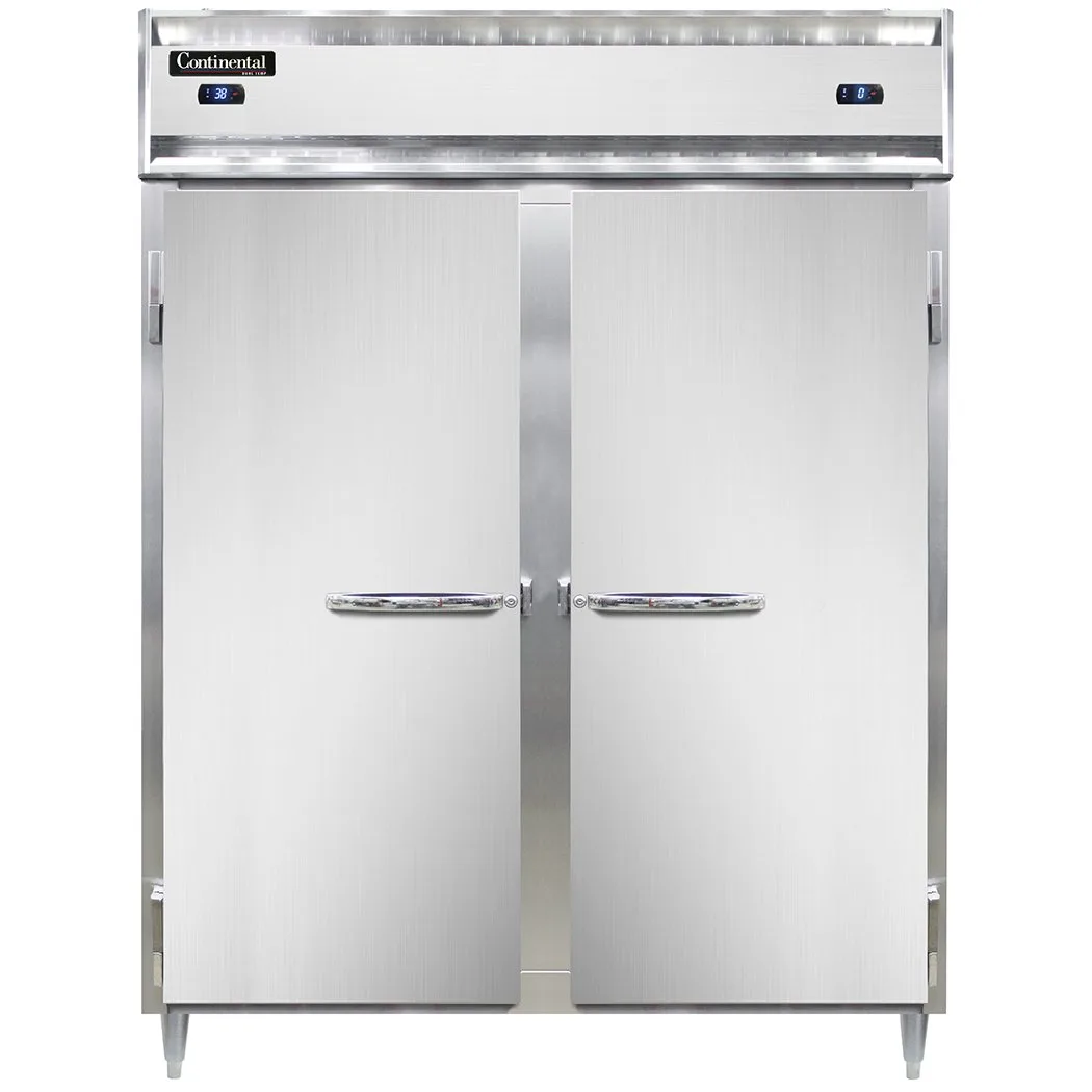 Continental Refrigerator D2RFESN 57" 2-Section Reach-In Refrigerator Freezer Combo w/ 2 Solid Doors