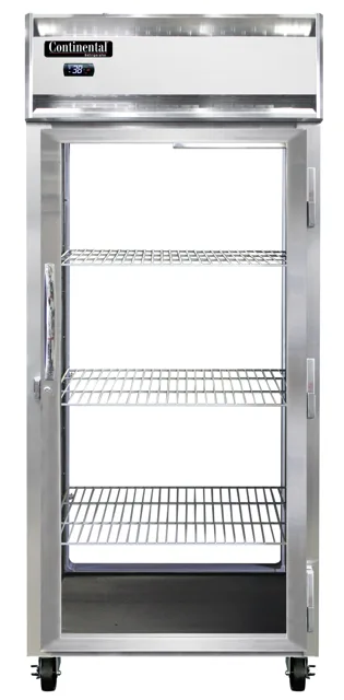 Continental Refrigerator 1RXNPT-GD-GD 36" 1-Section Pass Thru Refrigerator, 30 cu. ft., Top Mounted, Glass Doors