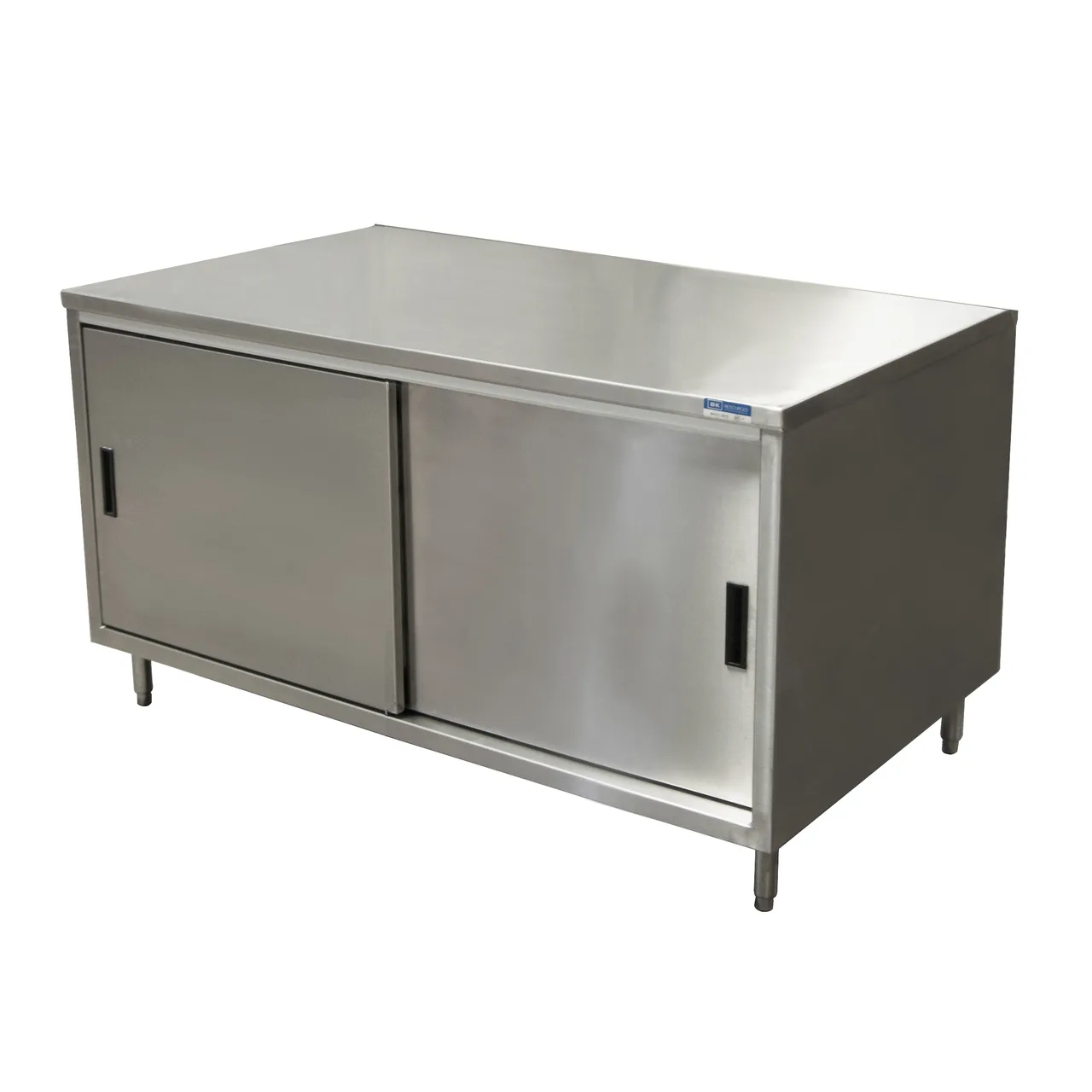 BK Resources CST-3036S Cabinet Base with Sliding Doors Chef Table, 36"W x 30"D - Square/Flat Edge