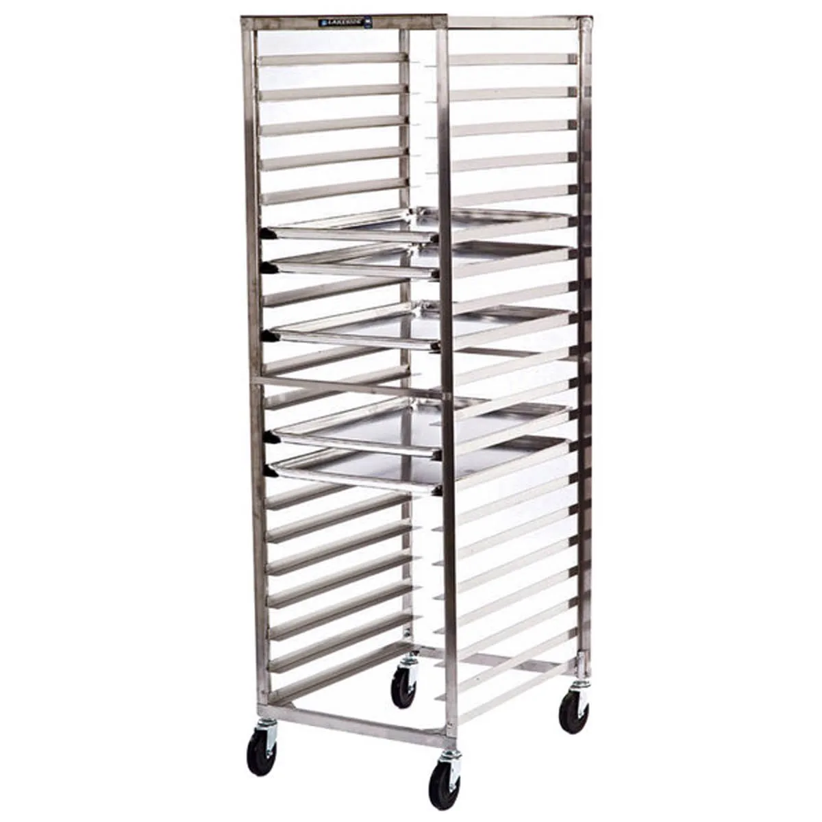 Lakeside 129 41 Pan End Load Full Height Stainless Steel Bun / Sheet Pan Rack w/ 1-7/16" Bottom Load Slides
