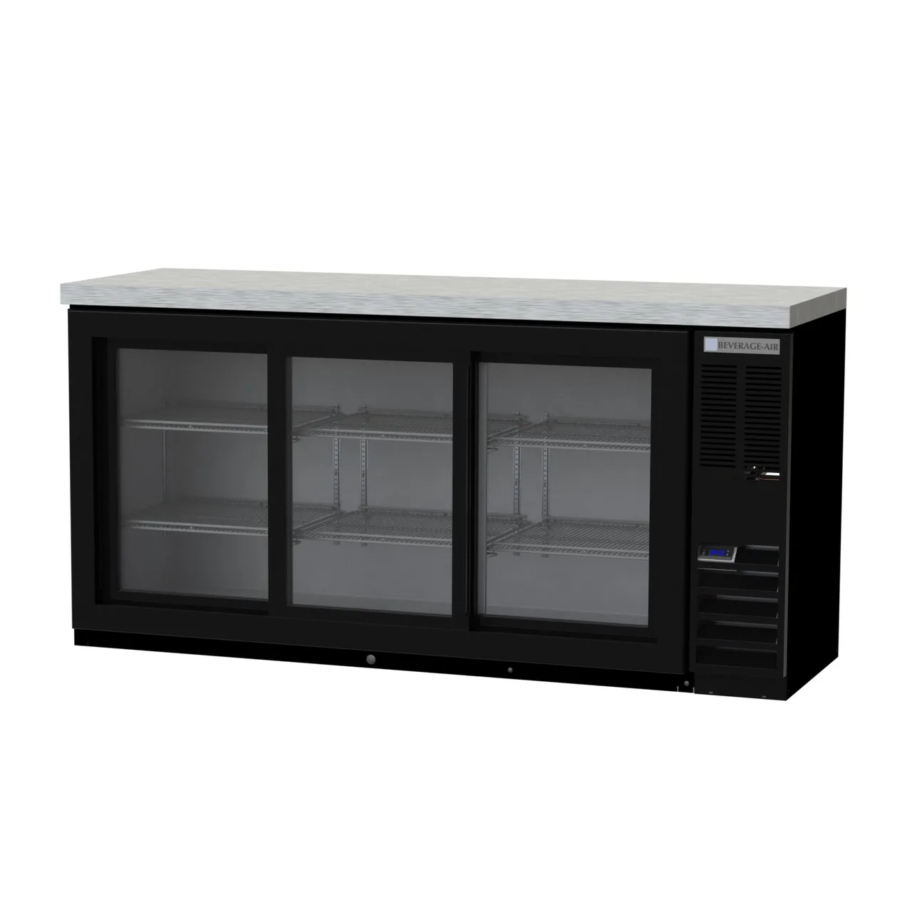 Beverage Air BB72HC-1-GS-B-27 72" Three Section Back Bar Cooler with Glass Door, 19.92 cu. ft.