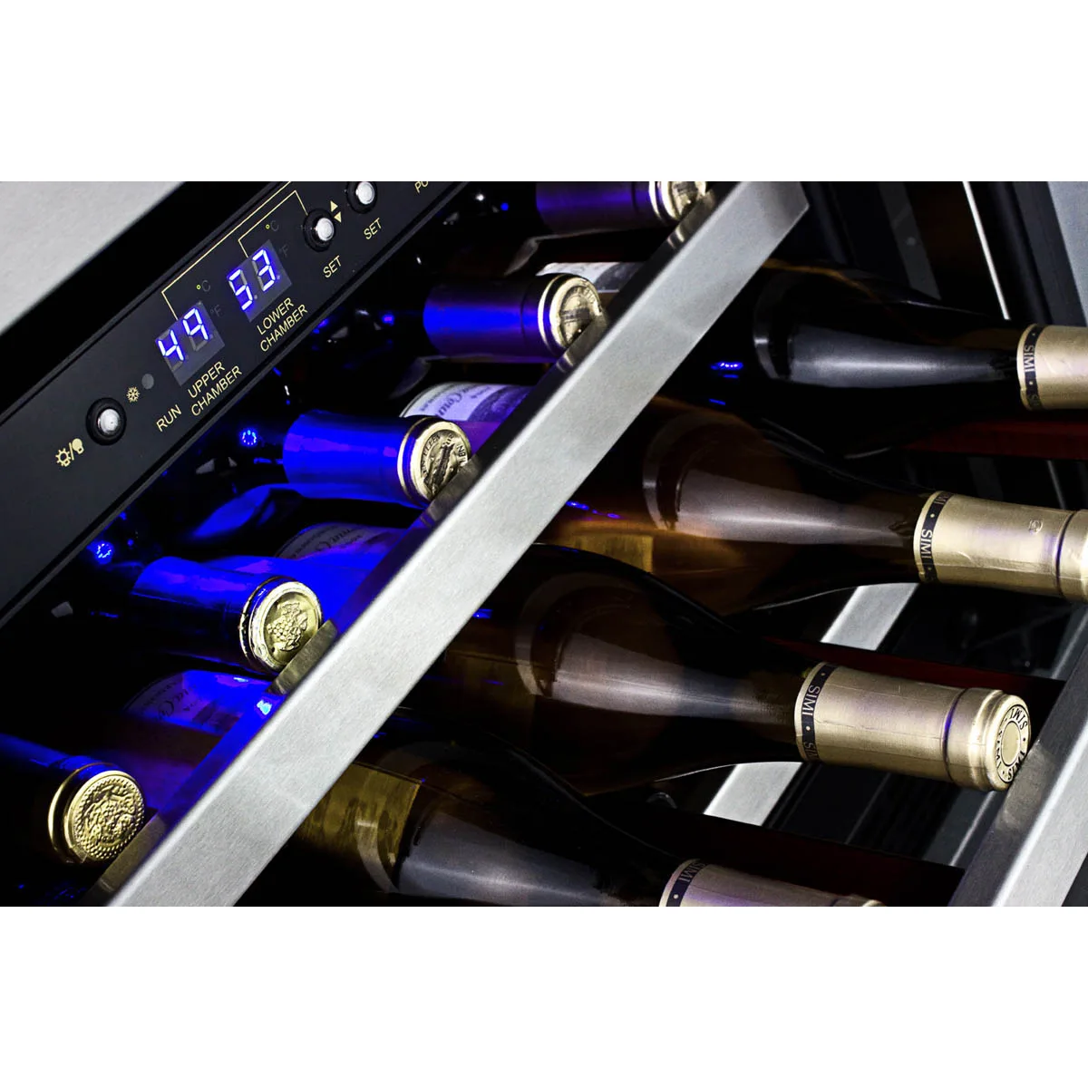 Summit SWC530BLBISTCSS 24" Glass Door Wine Refrigerator, Dual Temperature, 36 Bottles