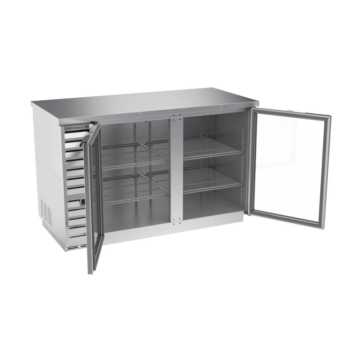 Beverage Air BB58HC-1-G-S 59" 2 Section Stainless Steel Back Bar Cooler with Glass Door