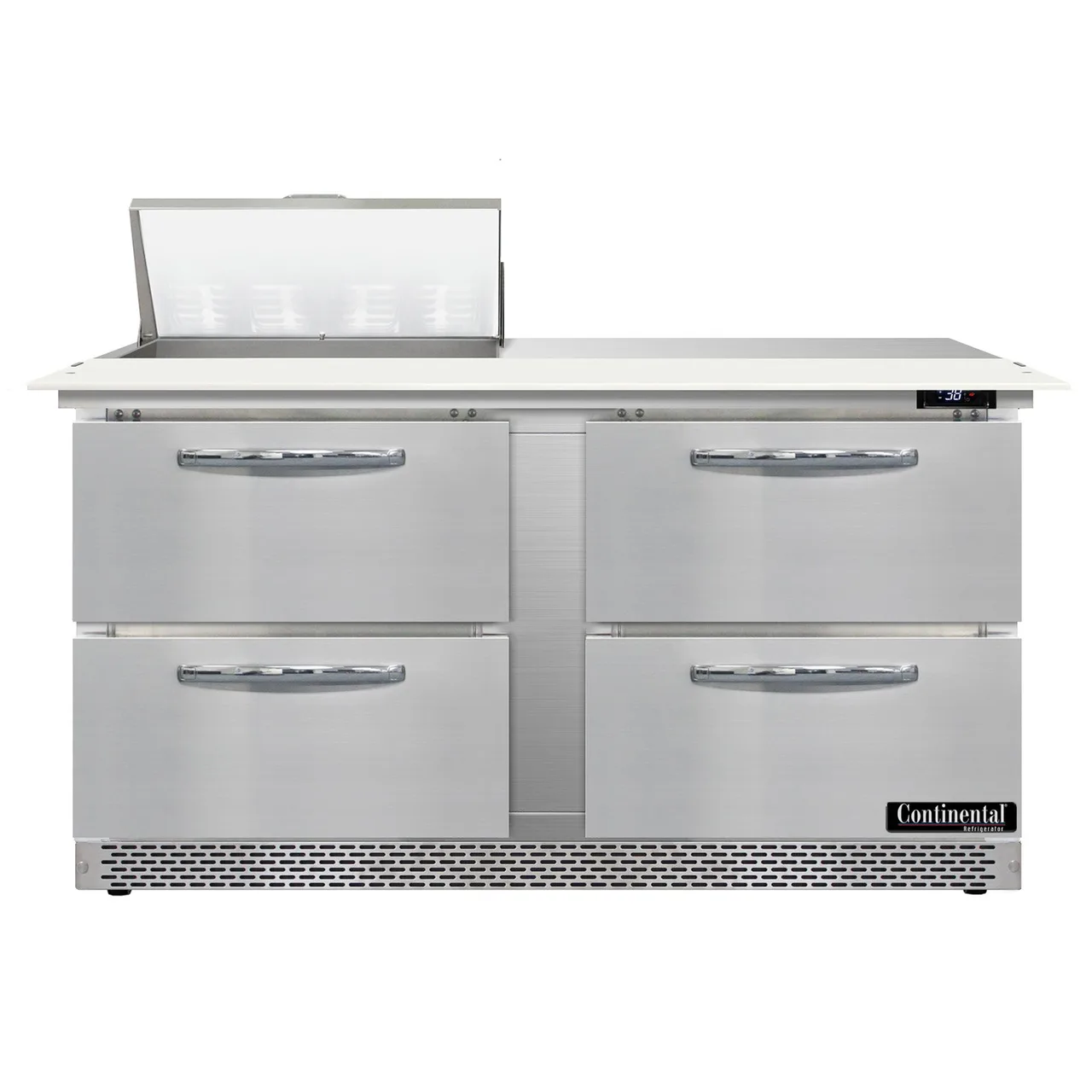 Continental Refrigerator D60N8C-FB-D 60" Sandwich / Salad Prep Table w/ 4 Drawers, 8 Pans