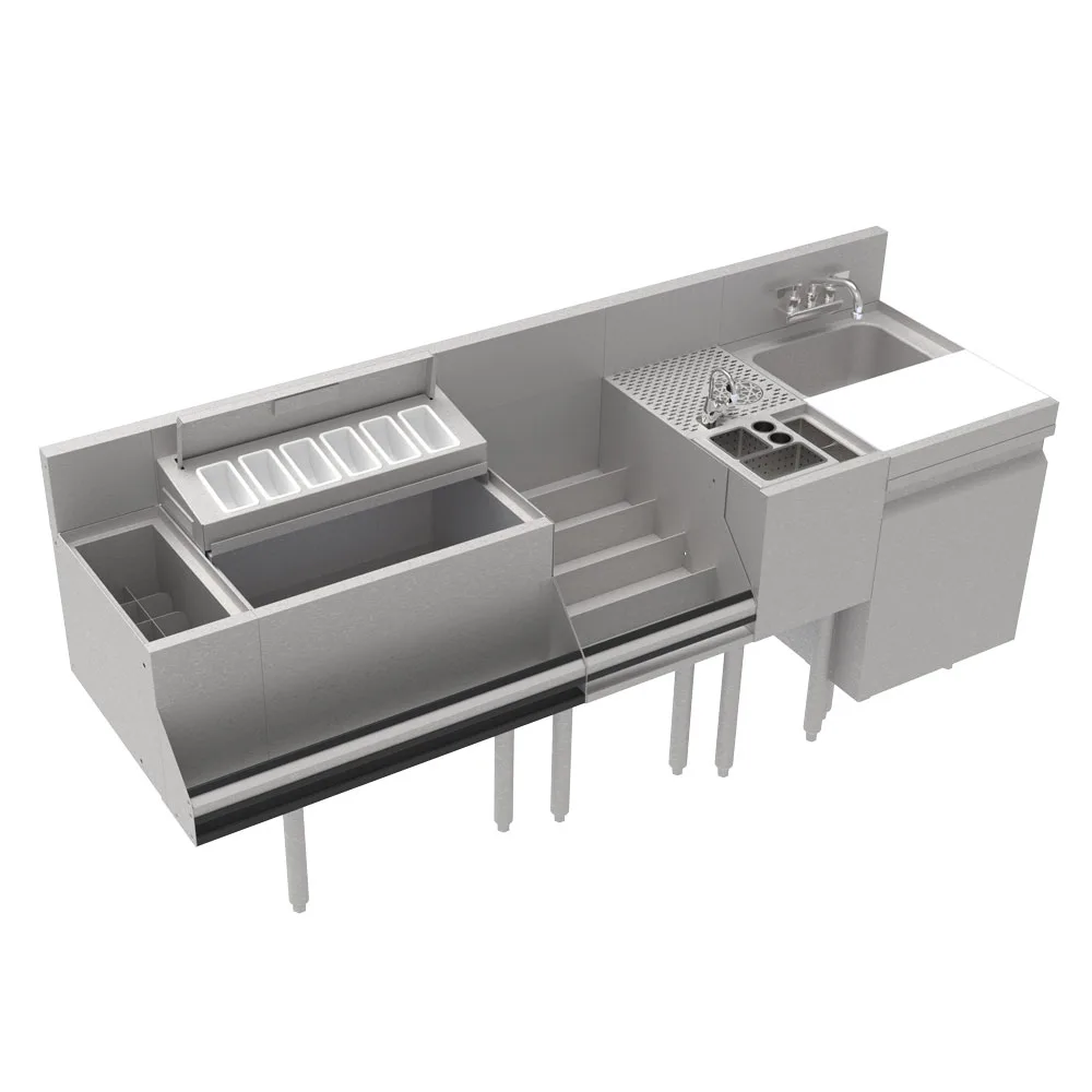 Krowne KR24-MT78-10 78" Sink Combo Underbar Ice Bin/Cocktail Station w/ 10 Circuit - Left