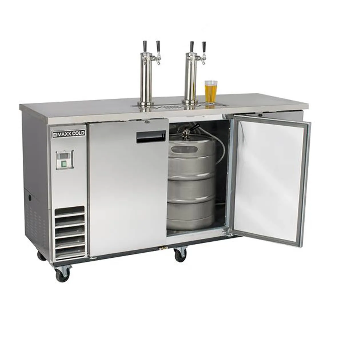 Maxx Cold MXBD72-2SHC 73" Draft Beer Cooler w/ 3 Kegs, 17.3 cu. ft., 2 Dual-Tap Towers