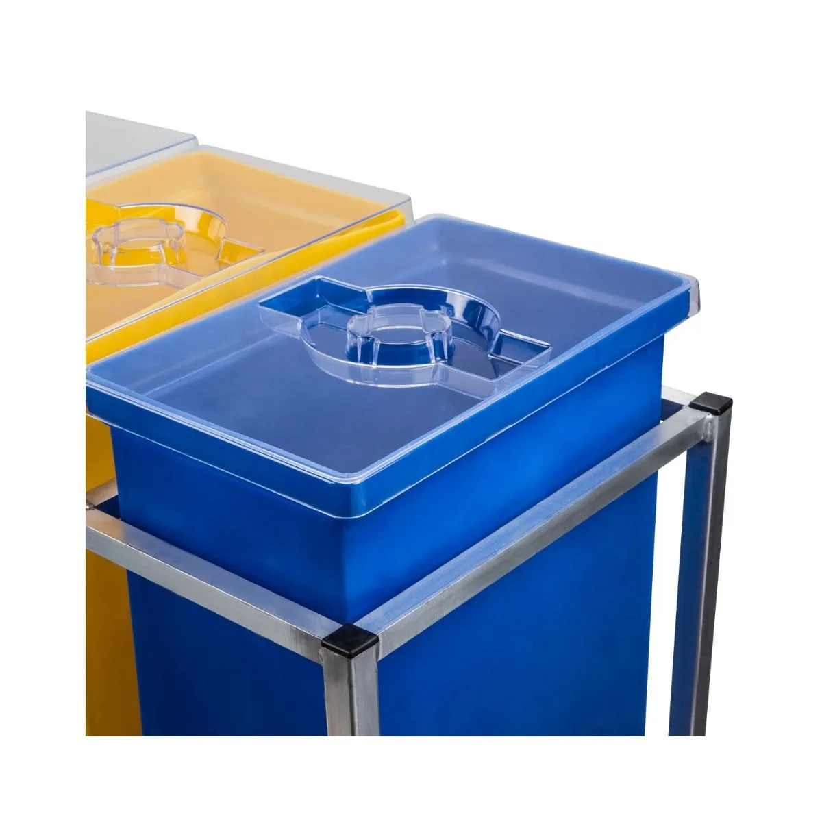 Winholt 148PIB-ALC Bin, White/Yellow/Blue Bins, 225 lb, Aluminum Frame, 5" Casters, 3 Covers