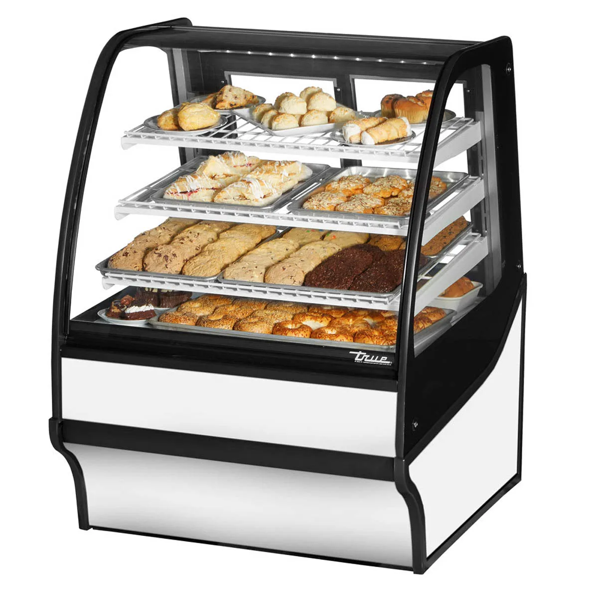 True TDM-DC-36-GE/GE-W-W 36" Curved Glass / Glass End Dry Bakery Merchandiser Case