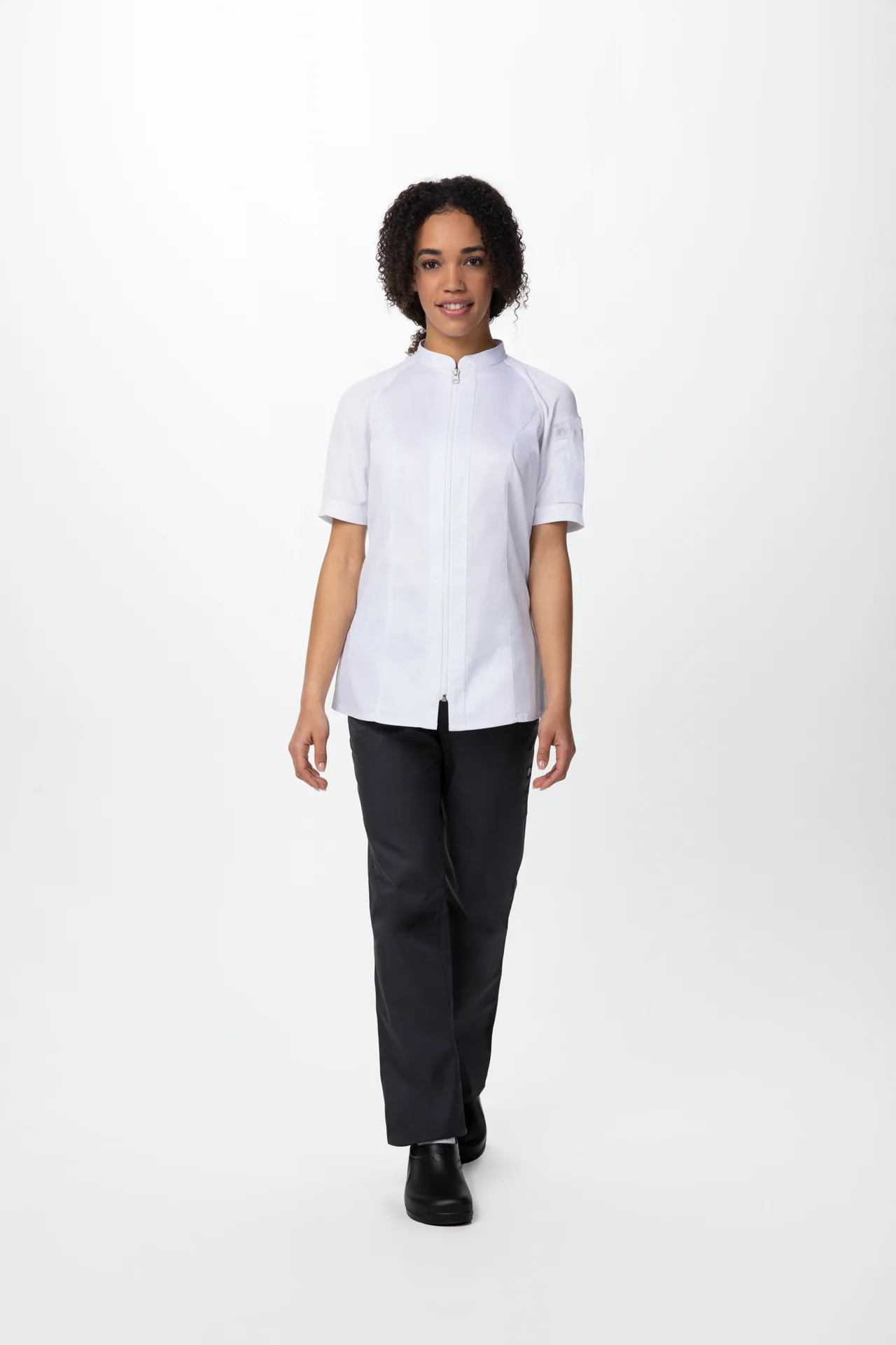 Chef Works CBZ04W-WHT-L Women'S Arcadia Chef Coat, White, Large, 62/38 Poly/Cotton - 1/Case