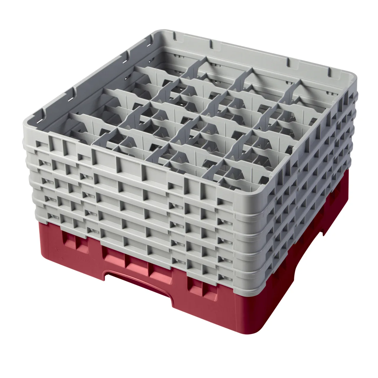 Cambro 16S958416 Camrack Glass Rack, Full Size, 19-3/4 x 19-3/4, 16 Compartments, Cranberry Red, HACCP Compliant