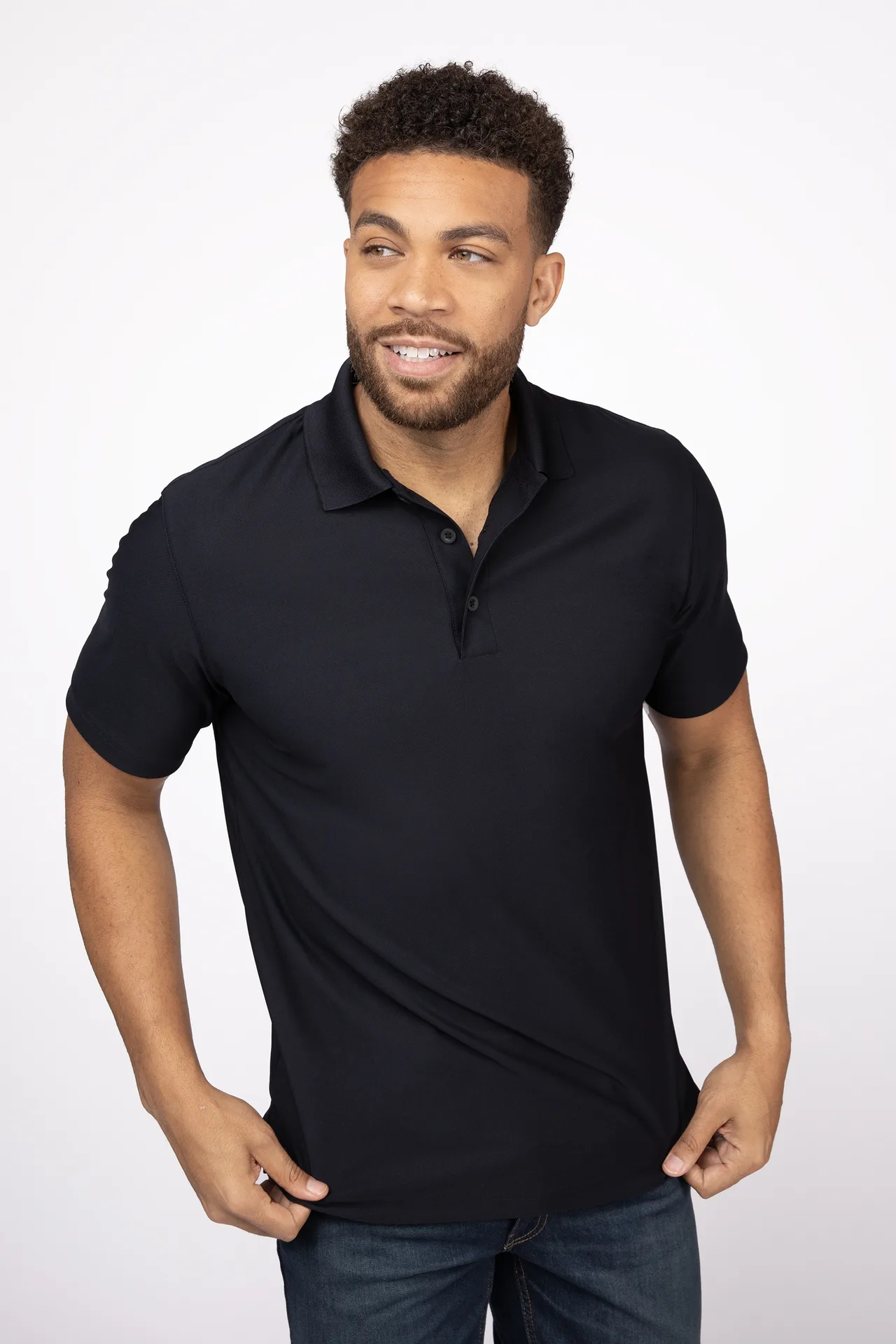 Chef Works Z650-BLK-2XL Men's Collared Polo Shirt, 2XLarge, 100% Polyester, Black