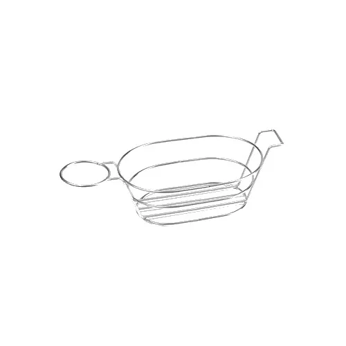 GET 4-88701 Oval Stainless Steel Basket, 13-3/4" x 6" x 3", With Handle & Condiment Cup Holder