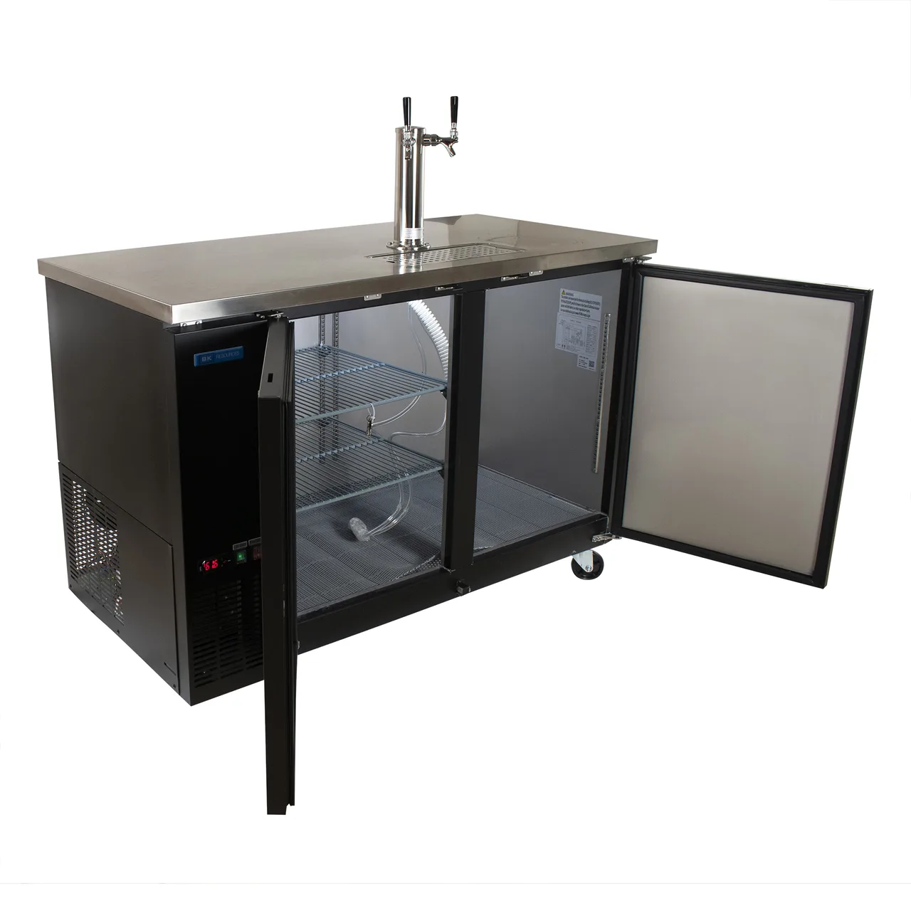 BK Resources DBC-12-60 Kegerator Dispenser, 60" Length, Double Head Tap, 2-Keg Capacity, 33-41°F Range
