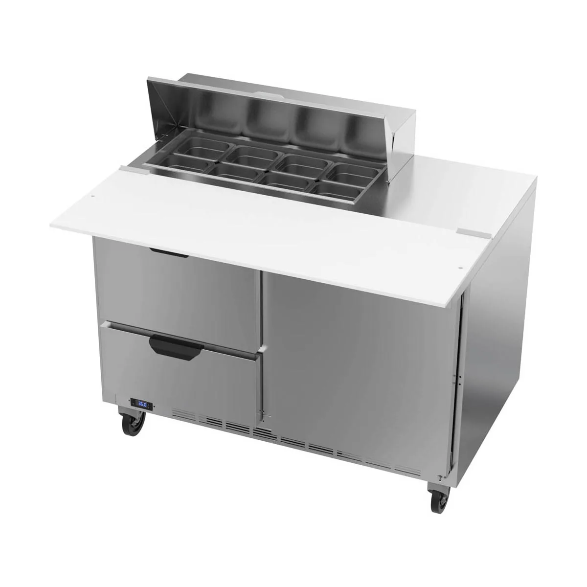 Beverage Air SPED48HC-08C-2 48" Two Section Sandwich/Salad Prep Table w/ 2 Drawers & 1 Door, 8 Pans