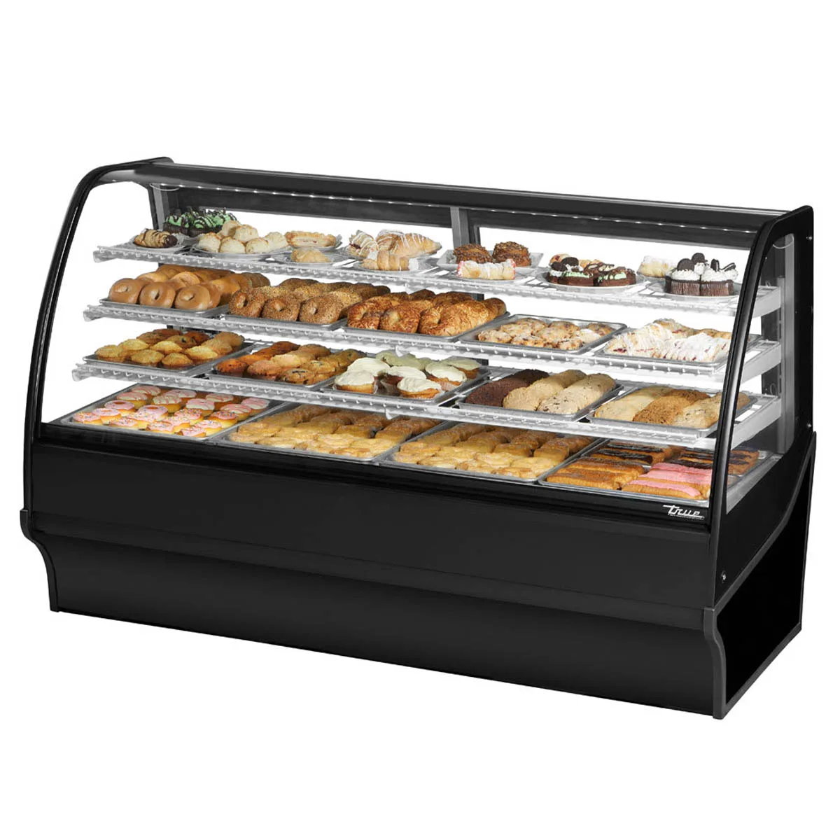 True TDM-DC-77-GE/GE-B-W 77" Curved Glass / Glass End Dry Bakery Merchandiser Case
