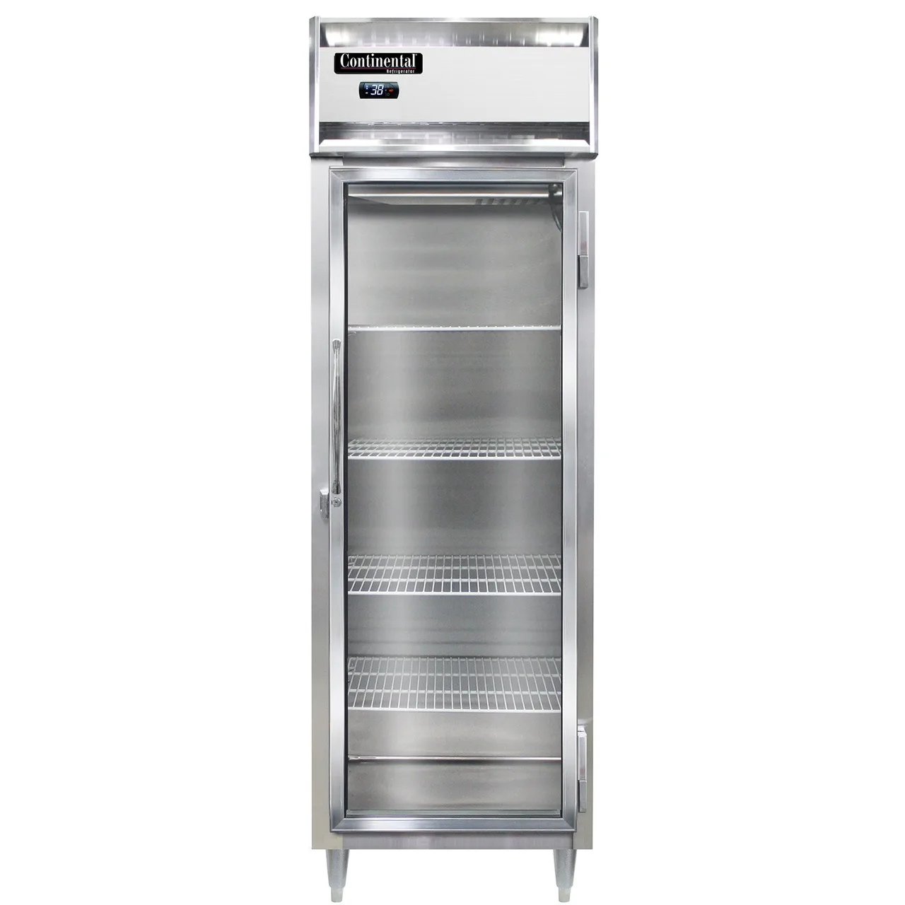 Continental Refrigerator D1RNSAGD 26" 1-Section Reach-In Refrigerator w/ Glass Door, Stainless Steel Exterior, 21 cu. ft.