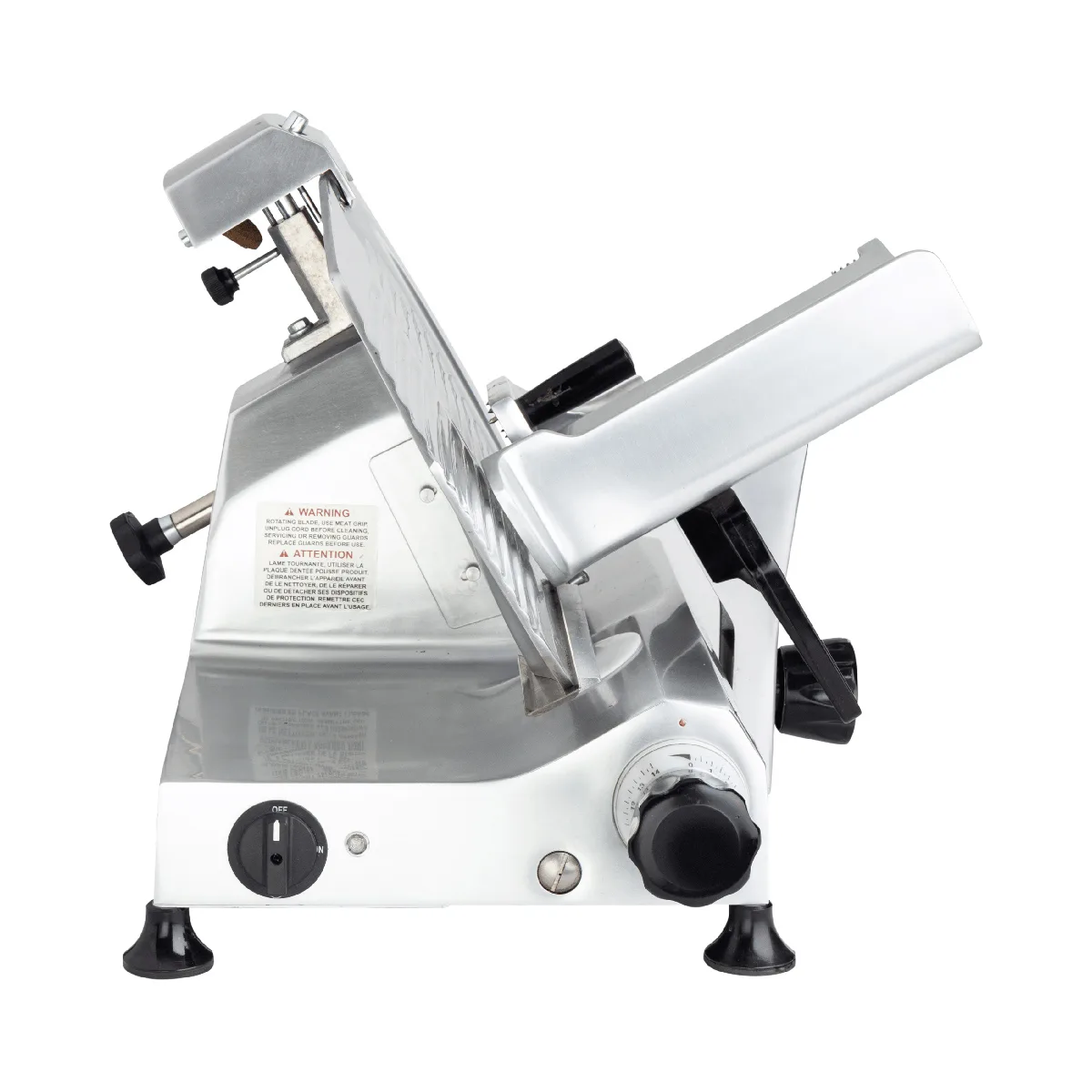 AMPTO 220E 9" Meat Slicer, Slices up to 19/32" Thickness, Anodized Aluminum Construction, 1/4 HP, 120v/60/1-ph