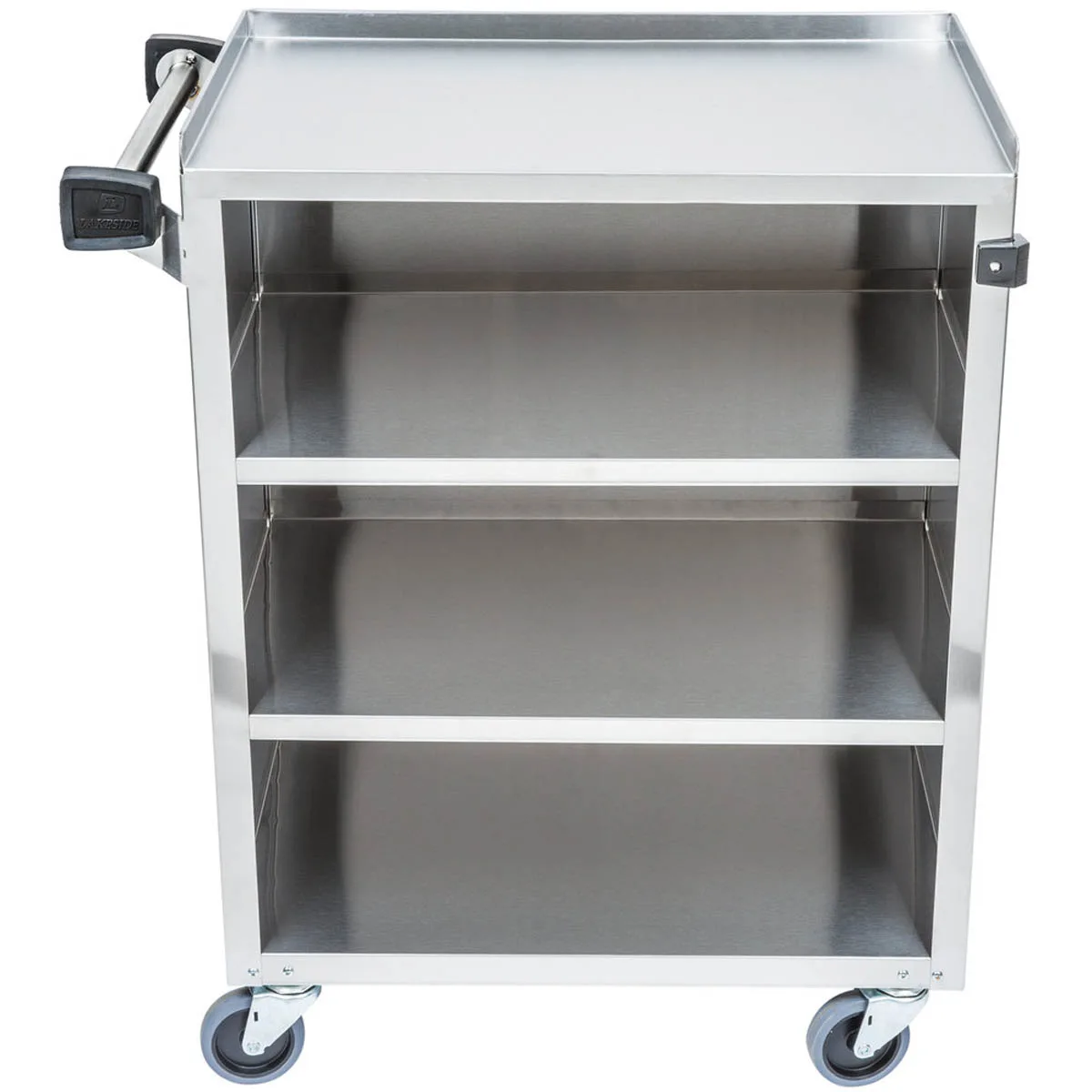 Lakeside 615 27" Stainless Steel 4 Shelf Bussing Cart w/ Enclosed Back & Sides